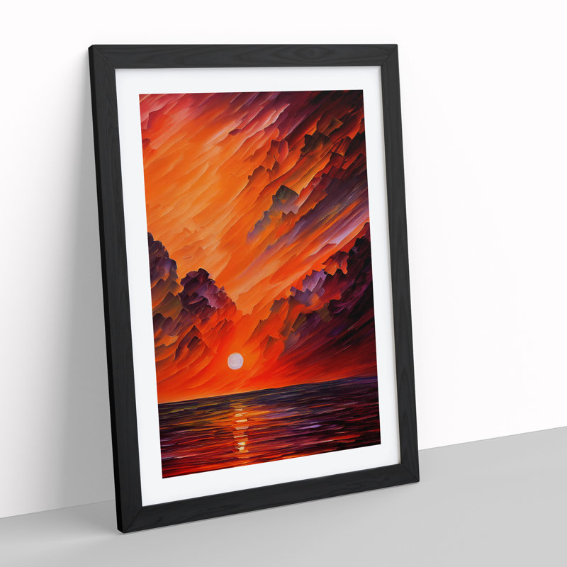 Ocean Sunset View No.5 - Framed Print, Black, 64cm H x 46cm W