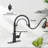 Single Handle Pull-Down Kitchen Faucet, 360-Degree Rotating Stainless Steel Faucet, 3 Water Flow Modes, 1-Hole Or 3-Hole Installation.-114398732