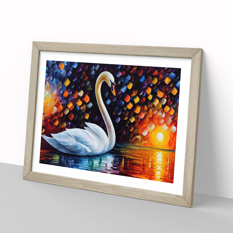 Swan Vol.2 Abstract - Single Picture Frame Painting, 46cm H x 64cm W x 2cm D, Oak Framed