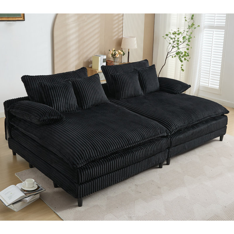  Méridienne surdimensionnée double l 109 po, Noir