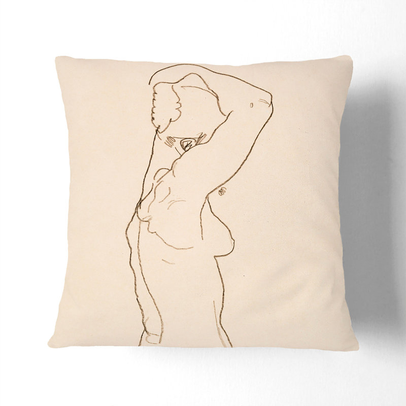 Study Of A Naked Woman Vol.1 Square Throw Cushion, Stone, 55cm H x 55cm W x 20cm D