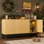 Buffet, armoire de rangement bahut avec portes et tablettes pour la cuisine et le salon, noyer