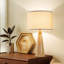 Lampe de table, lampe de table moderne en pierre naturelle et bois avec abat-jour en tissu