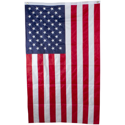 Patriotic Americana Tea-Stained Embroidered Outdoor House Flag with Grommets 3' x 5'