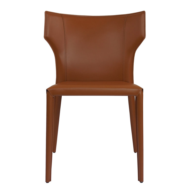 Kendryck Wingback Leather Dining Chair, Saddle