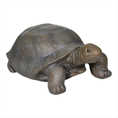 29.5 Inch Large Concrete Garden Turtle Statue, Naturalistic Outdoor Sculpture with Rich Brown Finish and Detailed Lifelike Texture