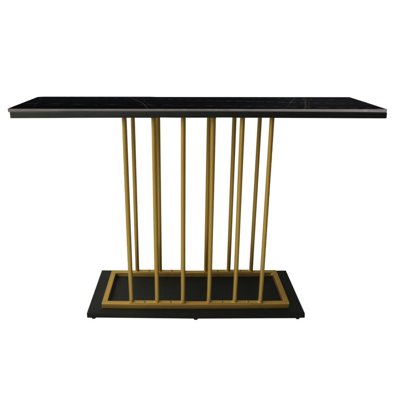 Aketza 30cm Stone Top Console Table, Black