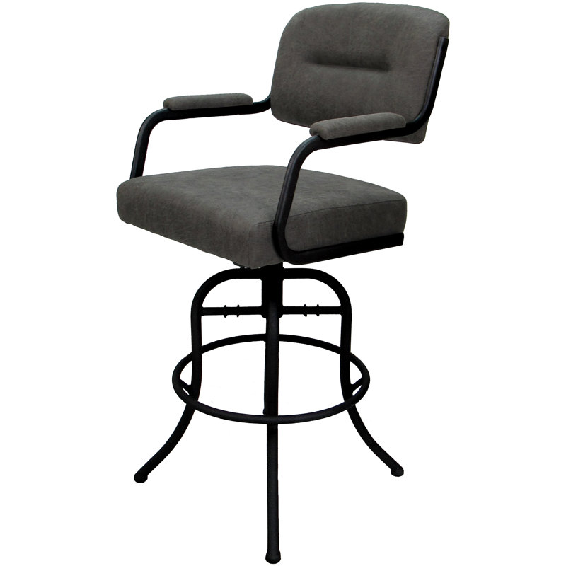 Tabouret de bar pivotant 30 po Jomiah, Gris, Noir