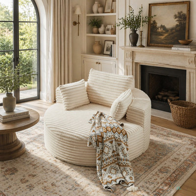 Canapé-lit simple en éponge de 55 pi en velours côtelé, sans assemblage requis, fauteuil moelleux moderne pour le salon, la chambre à coucher, le salon et la salle de projection (pas une chaise pivotante)