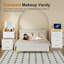 Dressing Table with Motion Sensor lighting, Charging Socket, Foldable Cosmetic Mirror and Stool-434198746