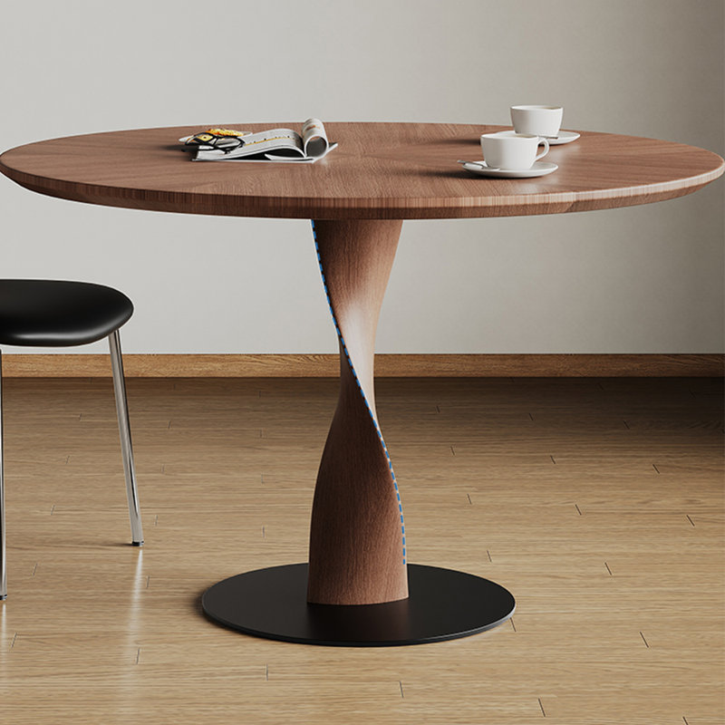 Table de salle à manger ronde en bois massif brun noisette, H 29,53 po x L 43,31 po x l 43,31 po