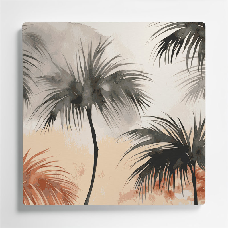«Hawaiian Minimalist Palms», art mural en métal beige, H 12 po x l 12 po
