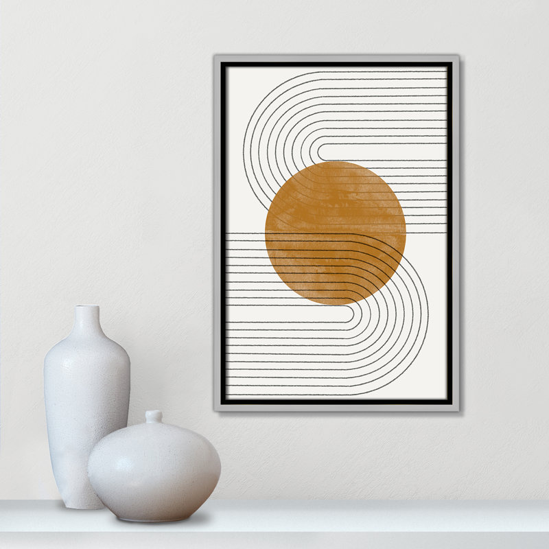 Échos courbés par Miuus Studio, Framed Canvas, Silver Floater, 13.5'' W x 19.5'' H