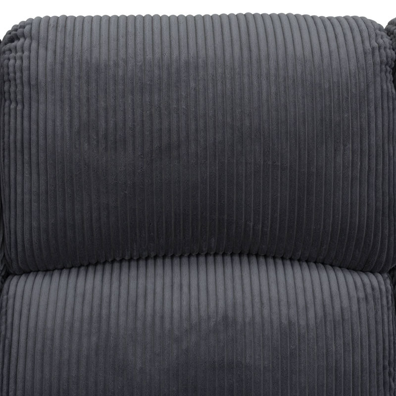 79" Upholstered Fabric Reclining Sofa With Drop Down Table, Black/Gray