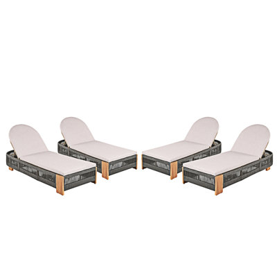 Chaise longue d'extérieur avec dossier et coussin réglables