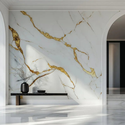 White  Marble Wall Mural Luxury Stone Vein Design