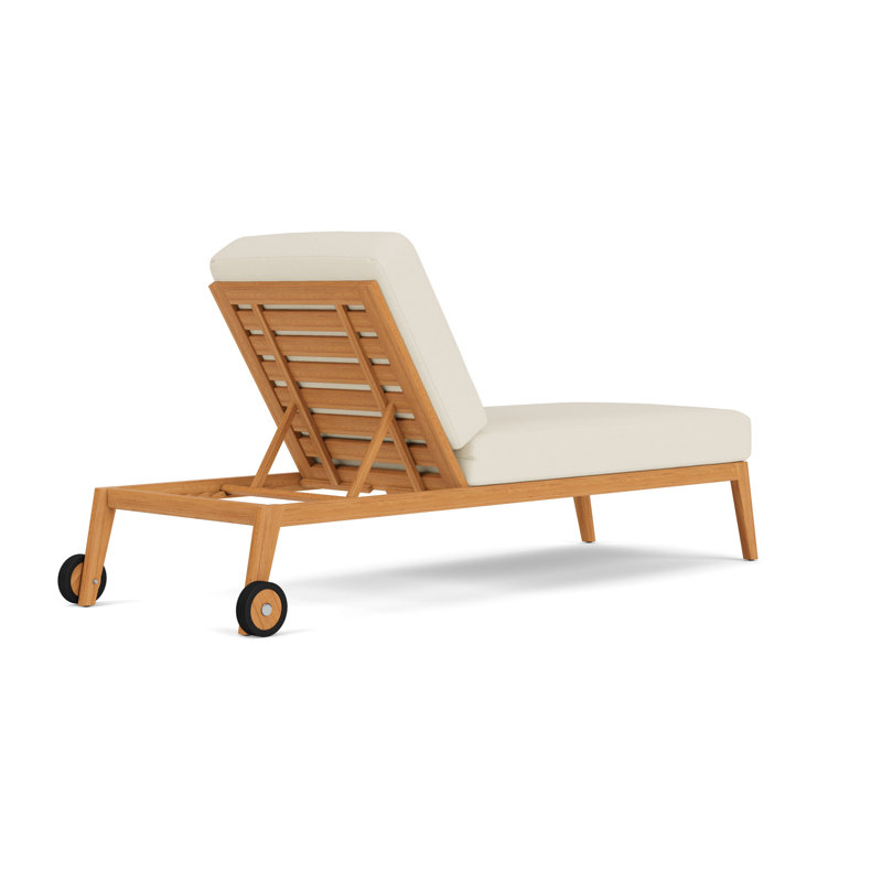 Alpine Outdoor Teak Chaise Lounge, Sailcloth Sailor