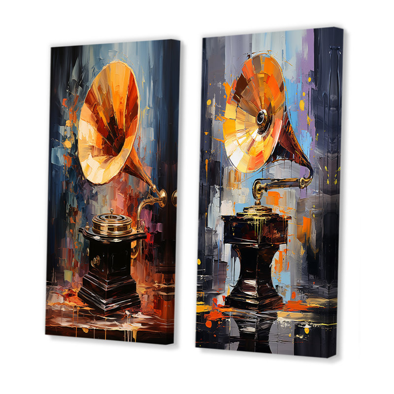 " Phonograph Impression " 2 - Pieces, Wrapped Canvas, 24" H x 20" W