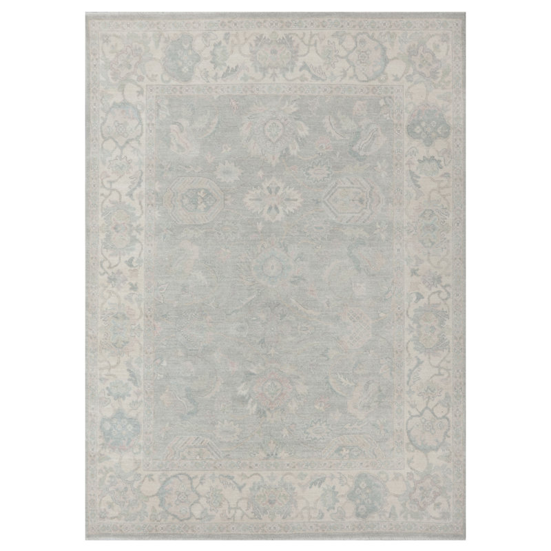 Pacific Ushak Wool Weft 8x10 Grey / Ivory Transitional Hand Knotted Rug