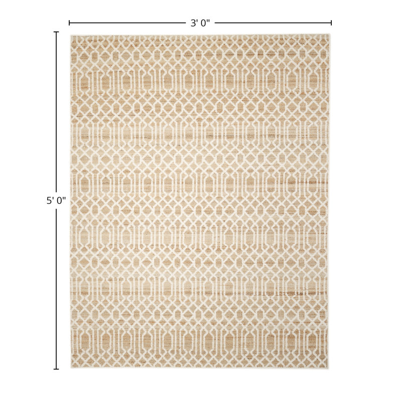Sophie Trellis Area Rug in Ivory, Rectangle 3' x 5'