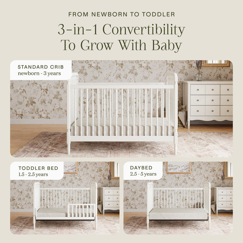 Liberty 3-in-1 Convertible Spindle Crib, Warm White