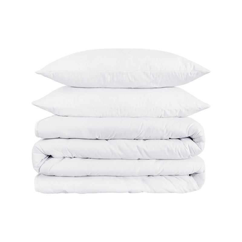 Ensemble de housse de couette lavable en mélange de coton blanc à densité de tissage 1200 fils, Grand lit