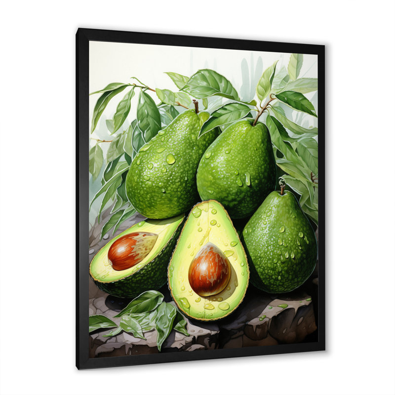Fruit Lush Avocado II, reproduction d'art sur toile, Cadre noir, H 20 po x l 12 po x P 1 po