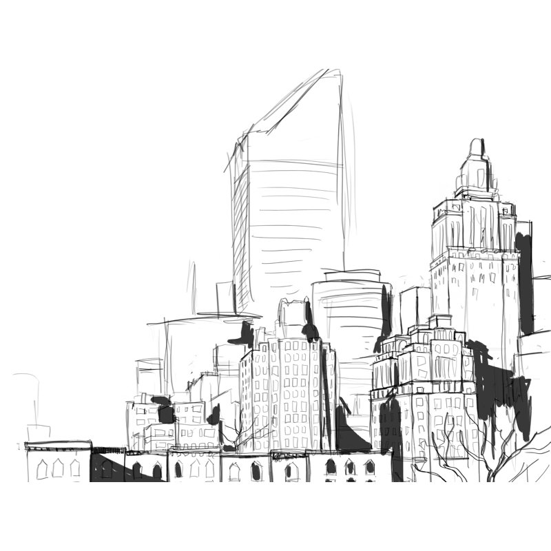 Paysage urbain - impression sur toile tendue, H 36 po x l 48 po