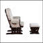 Fauteuil coulissant et repose-pieds en bois espresso et tissu latte