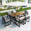 Ensemble repas d'extérieur 7 pièces avec coussins amovibles pour les rassemblements de patio, de cour et de jardin-129169624