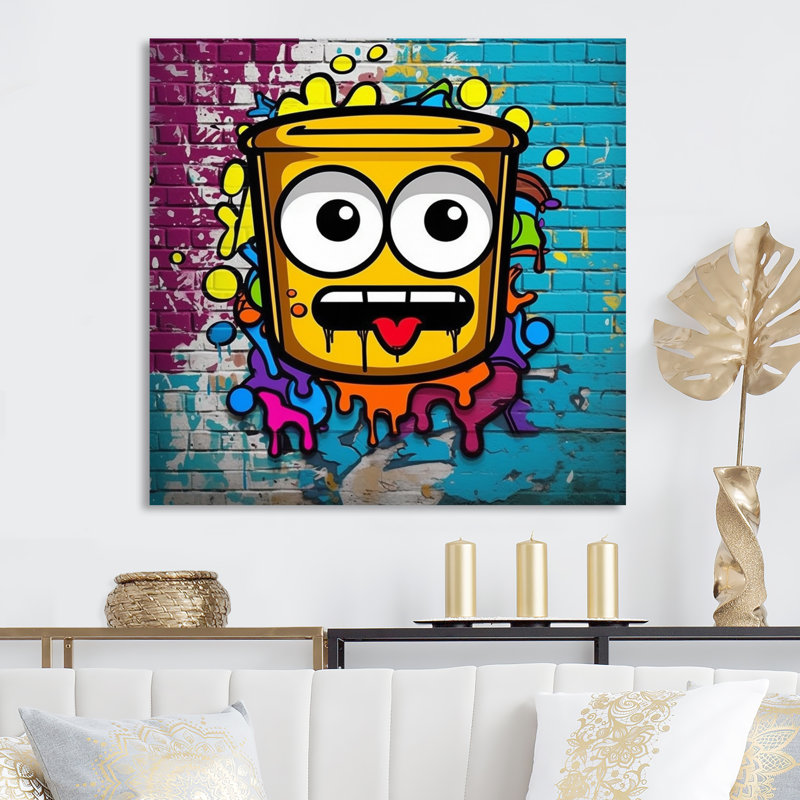 Graffiti Bucket I - impression, H 16 po x l 16 po x P 1 po, Toile tendue