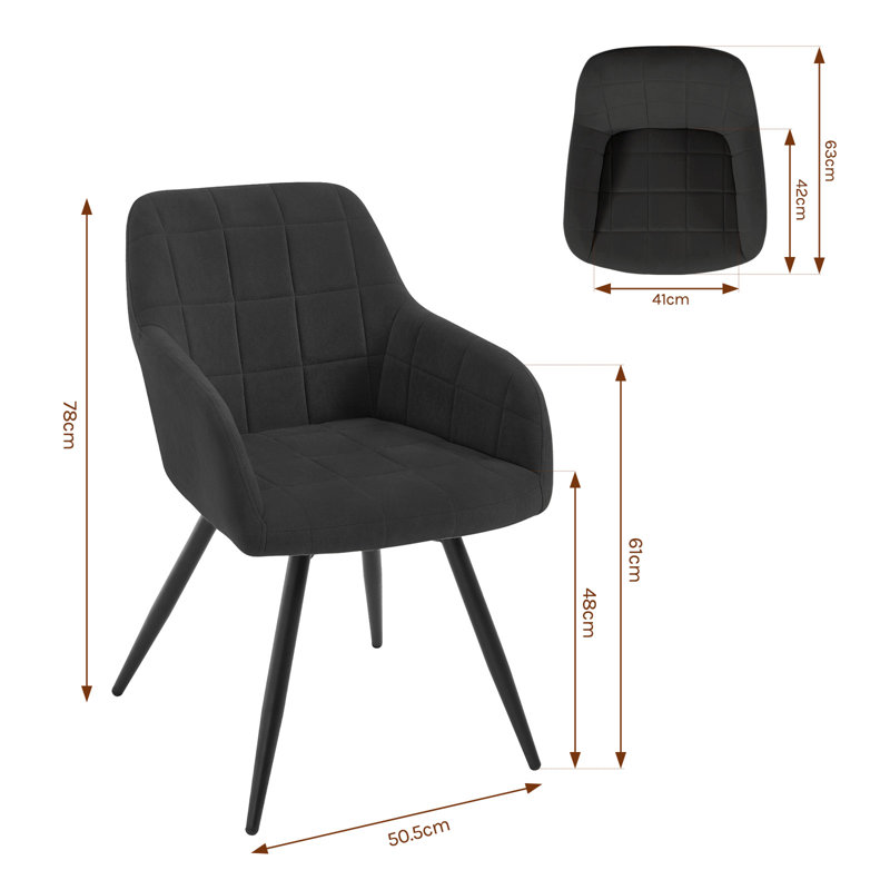 48cm H Velvet Upholstered Armchair, Black