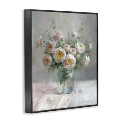 Romantic Rose Bouquet In Jar Framed Giclee Art, Design By Danhui Nai