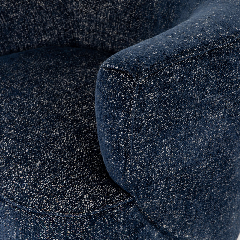 Mila Swivel Barrel Chair, Comal Azure Performance Textured Weave