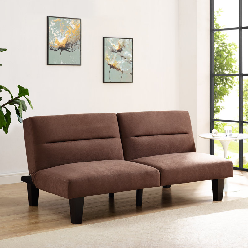 Twin 66.75'' Upholstered Convertible Sofa, Brown
