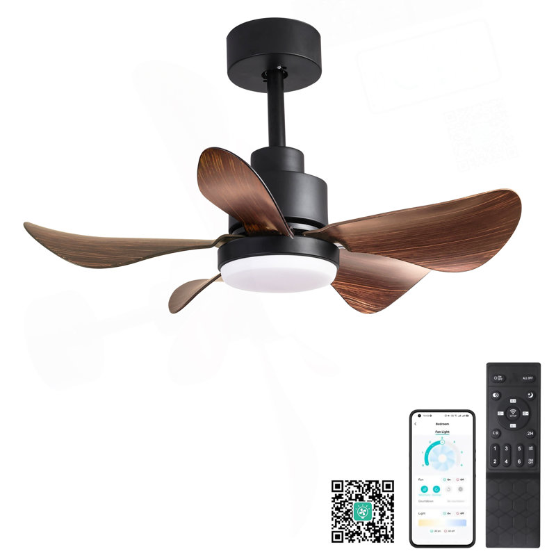 Ventilateur de plafond 28 pouces avec télécommande, lumières, petit ventilateur encastré, 5 pales réversibles, ventilateur de plafond à profil bas, 6 vitesses, 3 couleurs pour la cuisine de la chambre à coucher