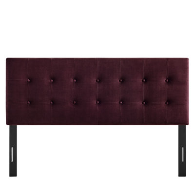 Emily Stain-Resistant Performance Velvet King Size Headboard In Mulberry