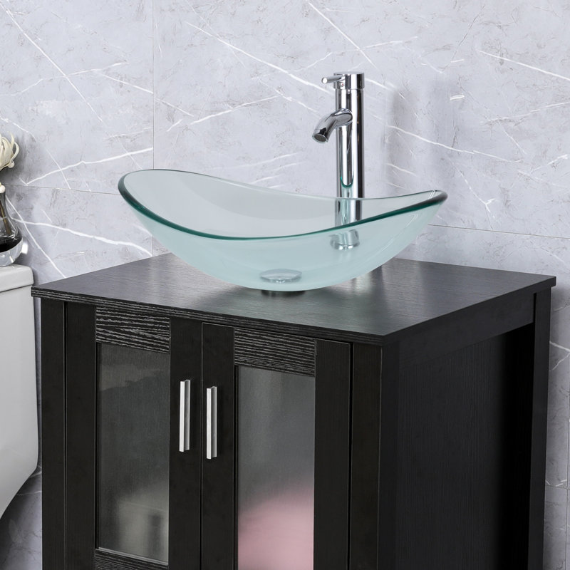 Lavabo de salle de bain en verre teinté 21 ", Clair