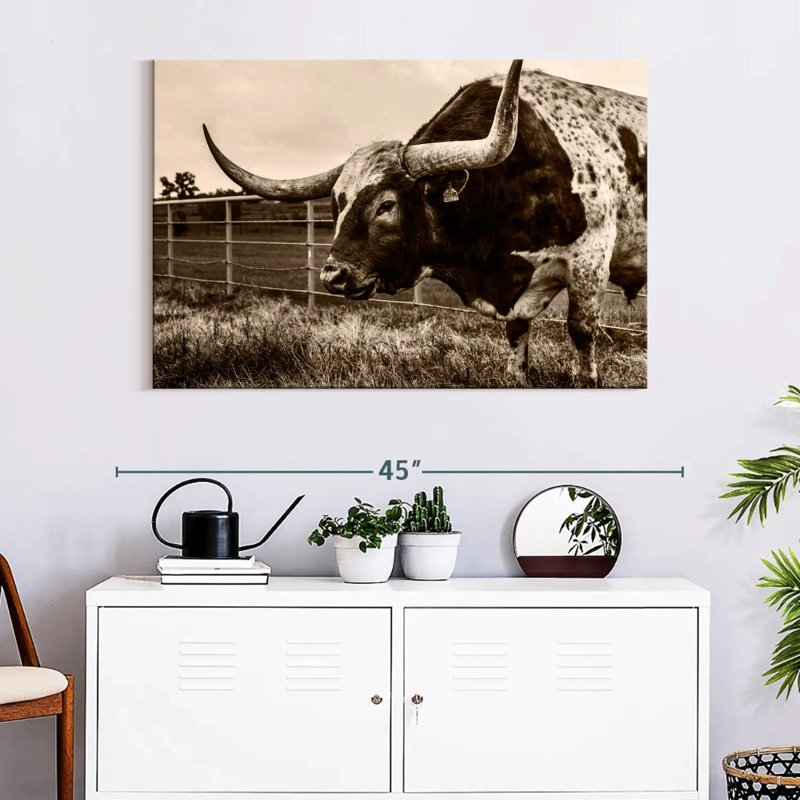Brampt Sepia Longhorn, 26" H x 39" W