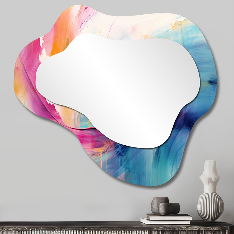 Miroir mural asymétrique moderne Vergie Vibrant Waves Miami Sunset III - Waves Cloud, 25 po x 28 po
