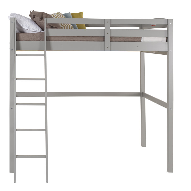 Mallika Solid Wood Loft Bed, Gray, Full