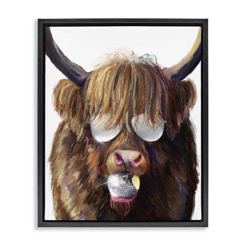 Art mural sur toile flottant Highland, 21" H x 17" W, Cadre flottant noir de jais