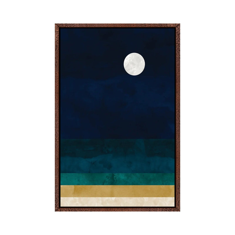 Abstract Seascape by Van Credi - Print on Canvas, Classic Brown Wood Framed, 101.6 cm H x 66.04 cm W