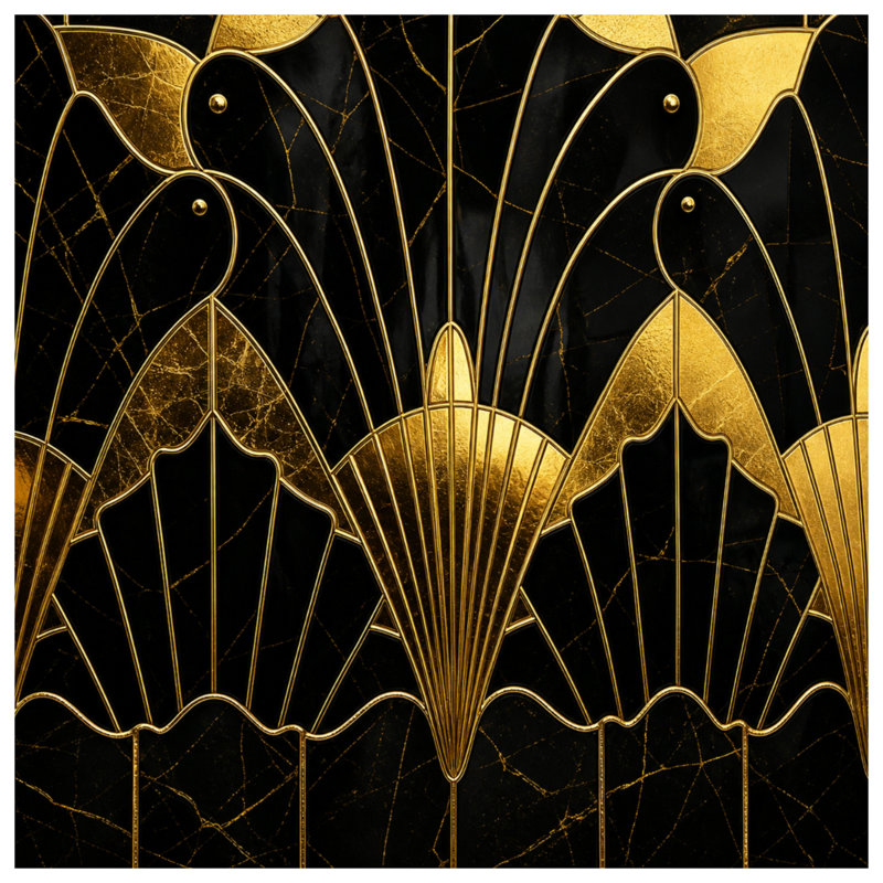 Rideaux de fenêtre dorés Art Deco, 50 po x 92 po - 1 panneau, Blocage
