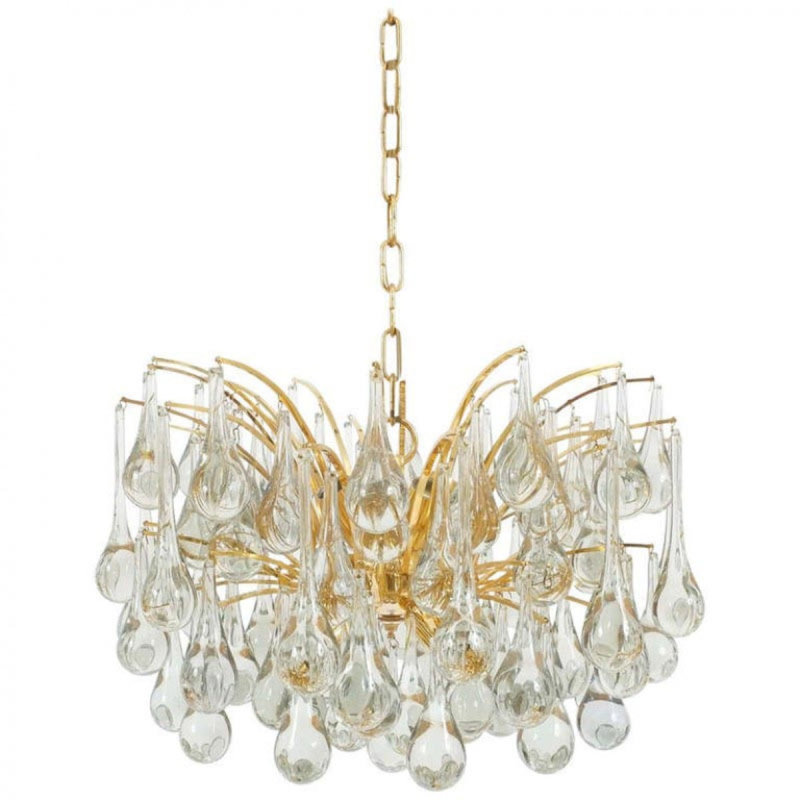 Lustre en forme de goutte à goutte Katanoia, Fumée, 26” Diameter x 18” Height, Nickel brossé