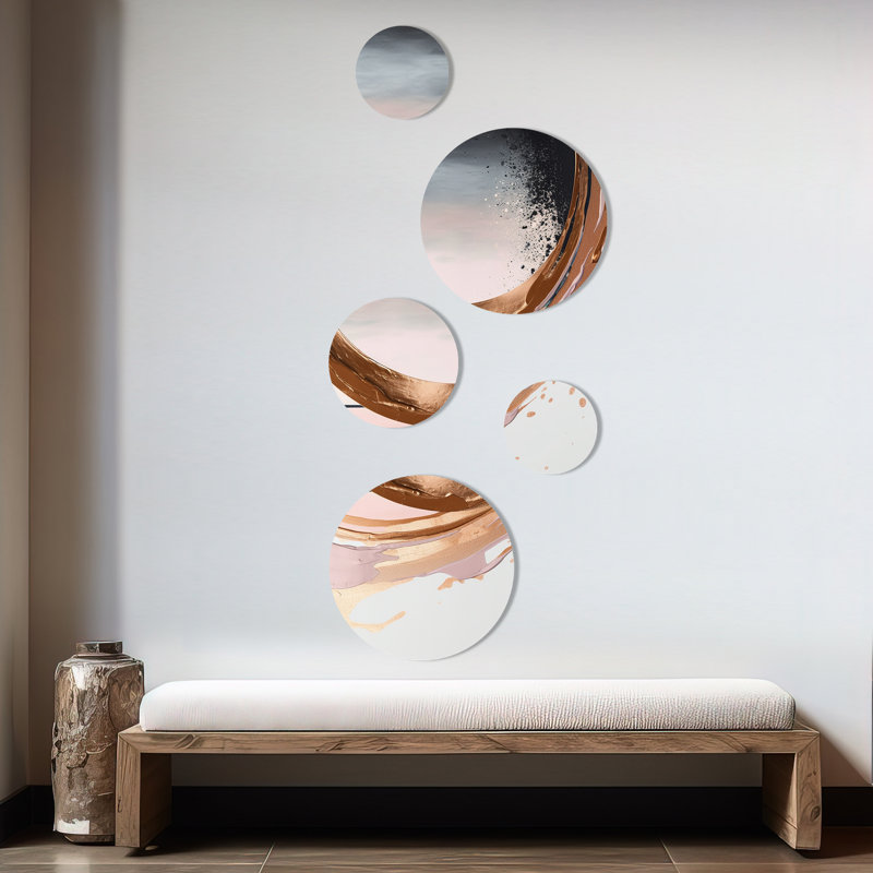Rosegold Half Circles Boho V - Modern Shapes Transitional Metal Wall Décor