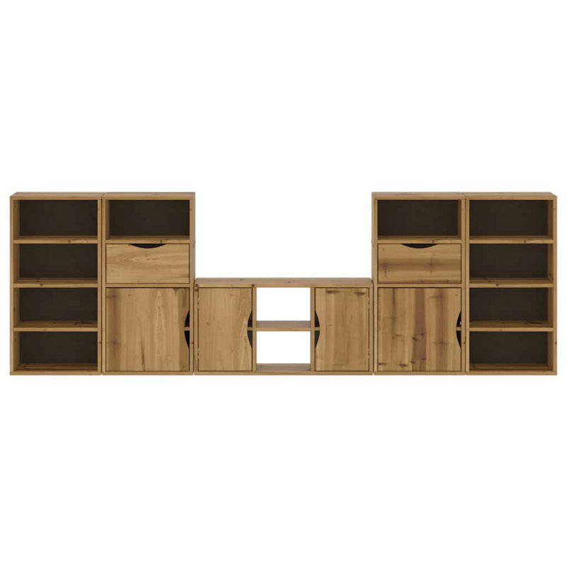 5 Piece TV Units With Storage ODDA Solid Wood Pine, Natural