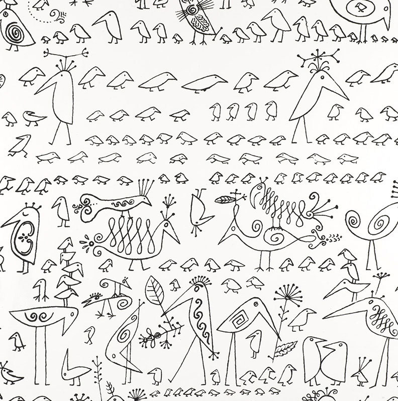 Papier peint aviaire, Noir / blanc