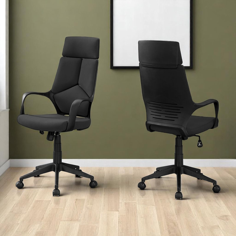 Gamada Adjustable Height Polyester Office Chair, Black 49.54'' H X 23.85'' W X 23.85'' D