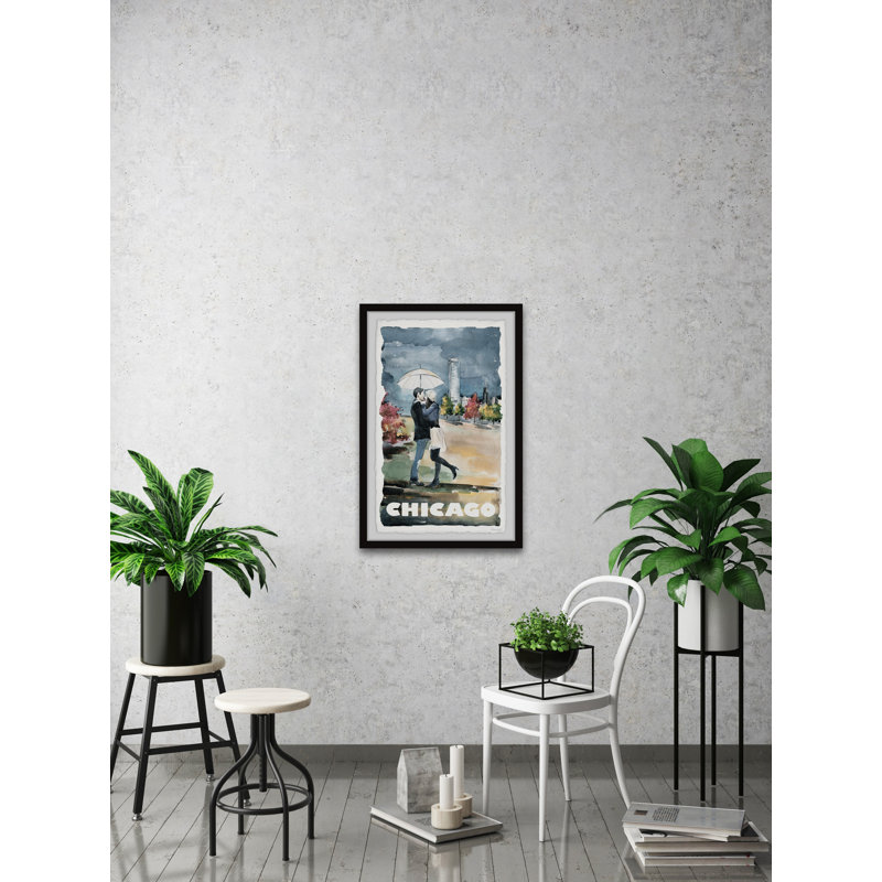 Rainy Day Rendezvous - Cadre photo, reproduction d'art sur papier, H 12 po x l 8 po x P 1,5 po